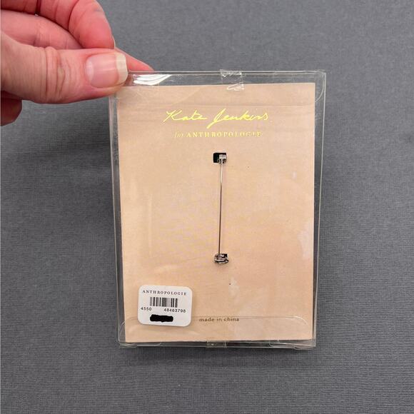 ANTHROPOLOGIE KATE JENKINS Crocheted Avocado Brooch Pin Sequined Fun 3D NEW - Picture 3 of 5